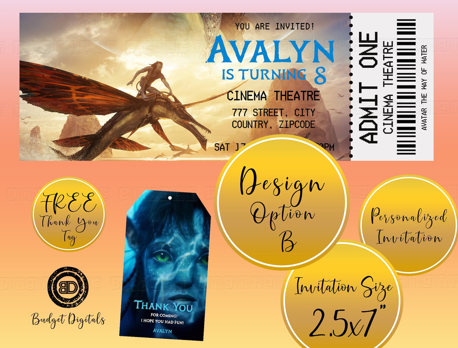 Avatar the Way of Water Birthday Invitation, Avatar the Way of Water ...