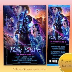 Blue Beetle Birthday Invitation, Blue Beetle Ticket Invitation, Blue Beetle Invitation, Blue Beetle Ticket, Blue Beetle Movie Invite