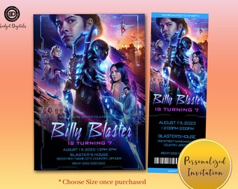 Blue Beetle Birthday Invitation, Blue Beetle Ticket Invitation, Blue Beetle Invitation, Blue Beetle Ticket, Blue Beetle Movie Invite