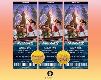 Moana 2 Movie Ticket, Moana 2 Digital Ticket, Moana 2 Printable Ticket, Moana 2 Admission Ticket, Moana 2 Movie Party, Moana 2 2024