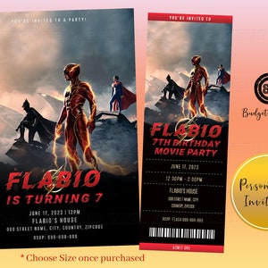 THE FLASH Geburtstagseinladung, The FLASH Ticket-Einladung, The Flash-Party-Einladung, The Flash Party, The Flash Ticket, The Flash Invite