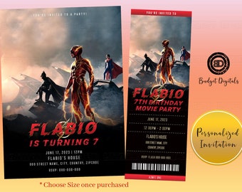 THE FLASH Birthday Invitation, The FLASH Ticket Invitation, The Flash Party Invitation, The Flash Party, The Flash Ticket, The Flash Invite