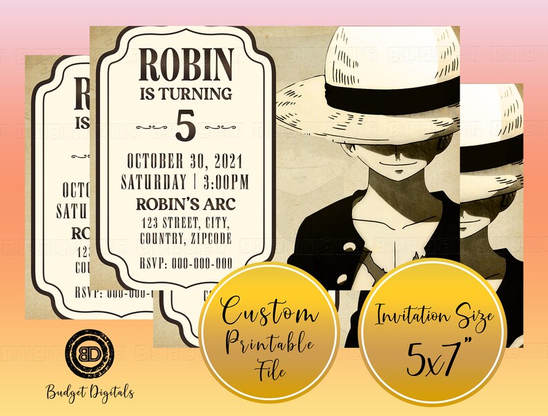 One Piece Invitation One Piece Digital Invitation One Piece Etsy