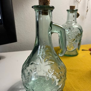 Vintage Green Gass Decorative Corked Bottle with Autumn Detailing