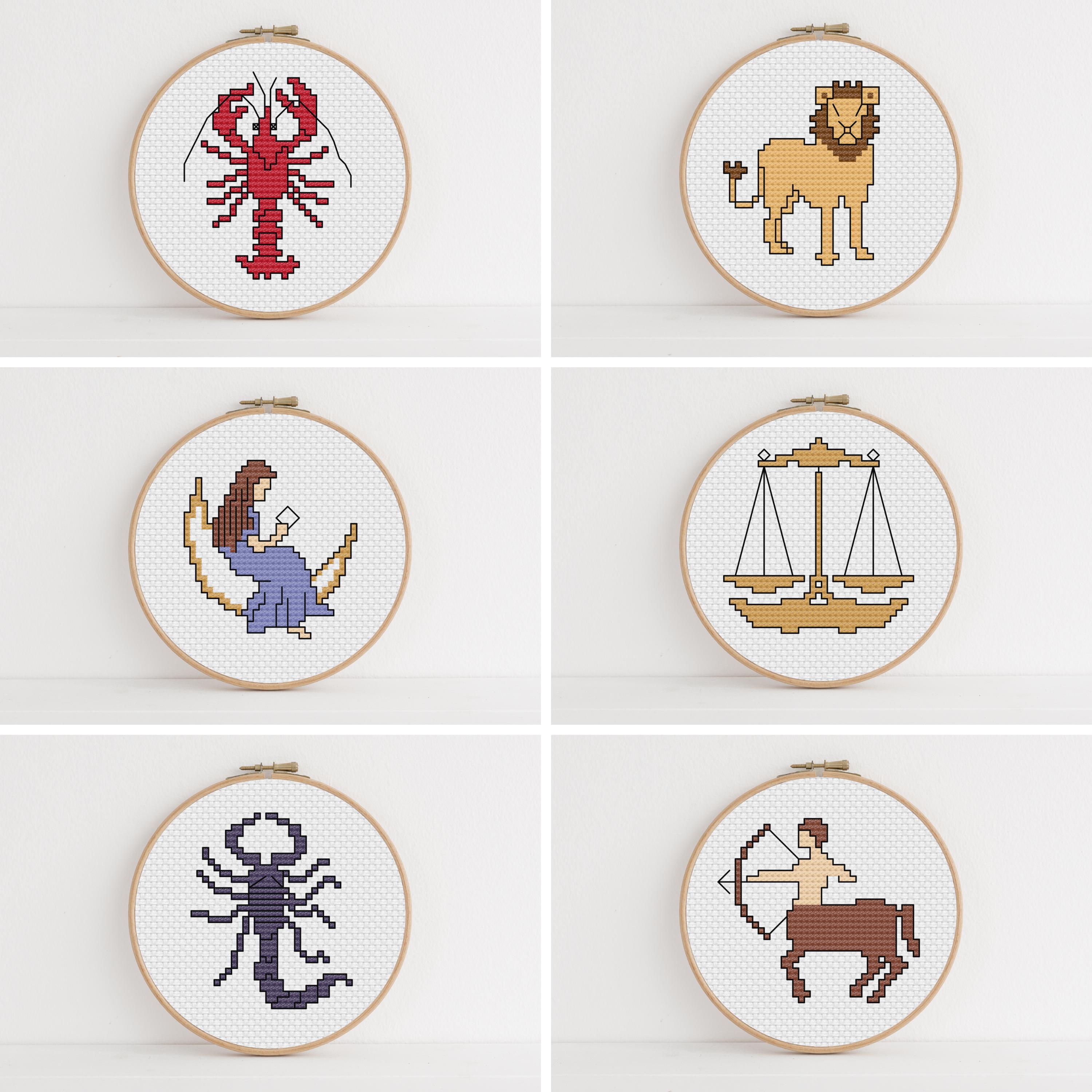 Zodiac Sign Cross Stitch Pattern – Beginner Friendly - Astrology 