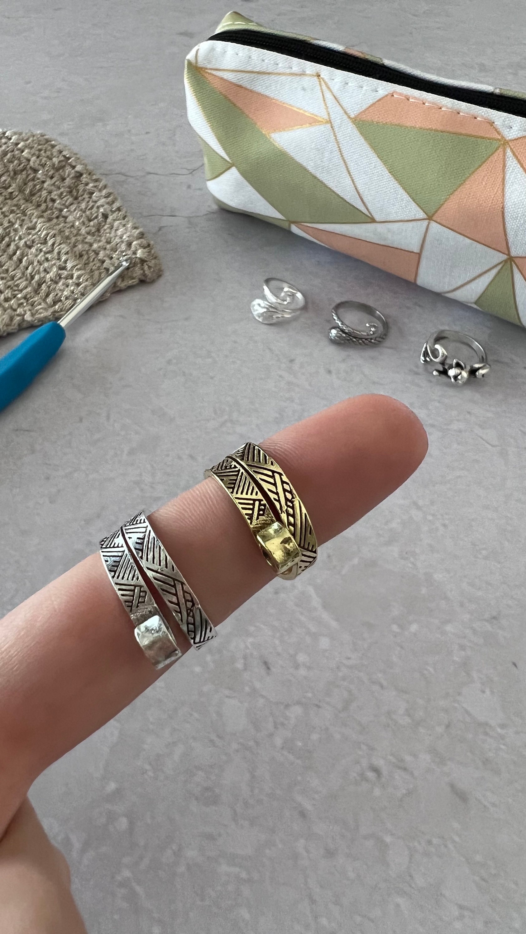 Yarn tension ring  for knitting or crochet- adjustable - yarn guide, crochet ring, tension helper - right & left hand