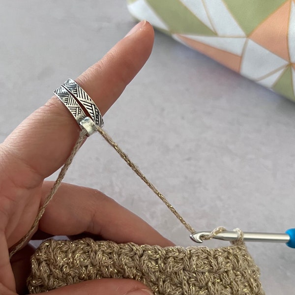 Yarn tension ring  for knitting or crochet- adjustable - yarn guide, crochet ring, tension helper - right & left hand
