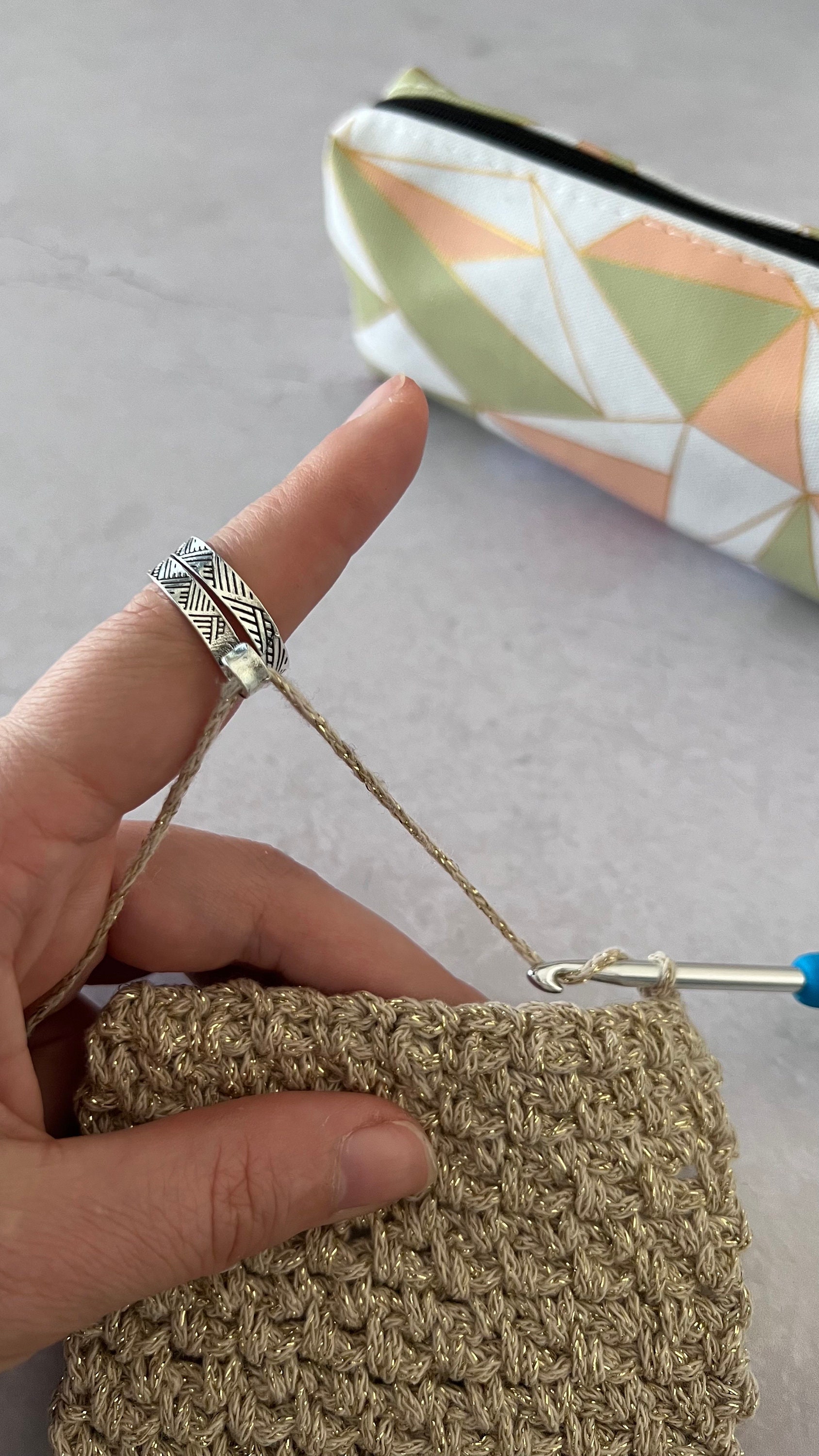 Yarn tension ring  for knitting or crochet- adjustable - yarn guide, crochet ring, tension helper - right & left hand