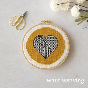 Mended Heart - Broken Heart - Blackwork embroidery pattern - pdf - instant download - embroidery chart - beginner blackwork - stitch design