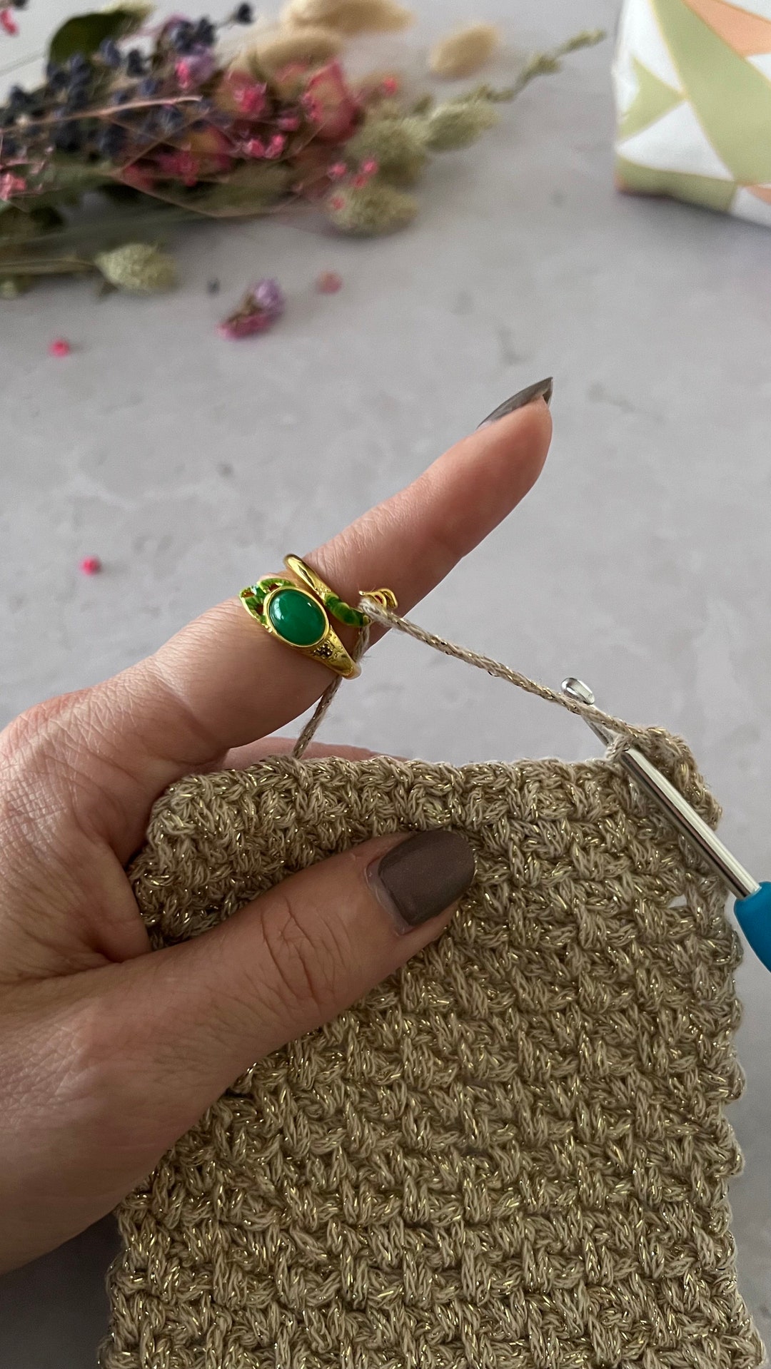 Peacock Yarn Tension Ring for Knitting or Crochet Adjustable Yarn Guide, Crochet Ring, Tension