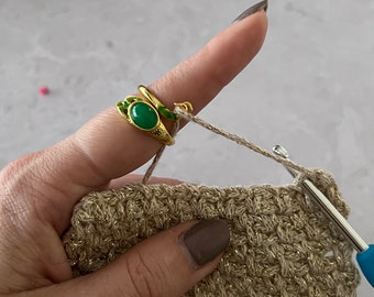 Peacock Yarn tension ring  for knitting or crochet- adjustable - yarn guide, crochet ring, tension helper