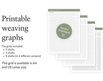 Grille de motif de tissage | Lot de papier millimétré | PDF imprimable au format A4 et lettre US