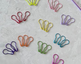 25 Stitch markers for knitting and crochet -10 colours and multi colour - safety pins pair shape - knitting accessory