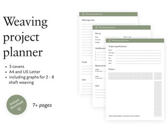 Planificateur de projets de tissage avec grille de tissage | Lot de papier millimétré | PDF imprimable au format A4 et lettre US