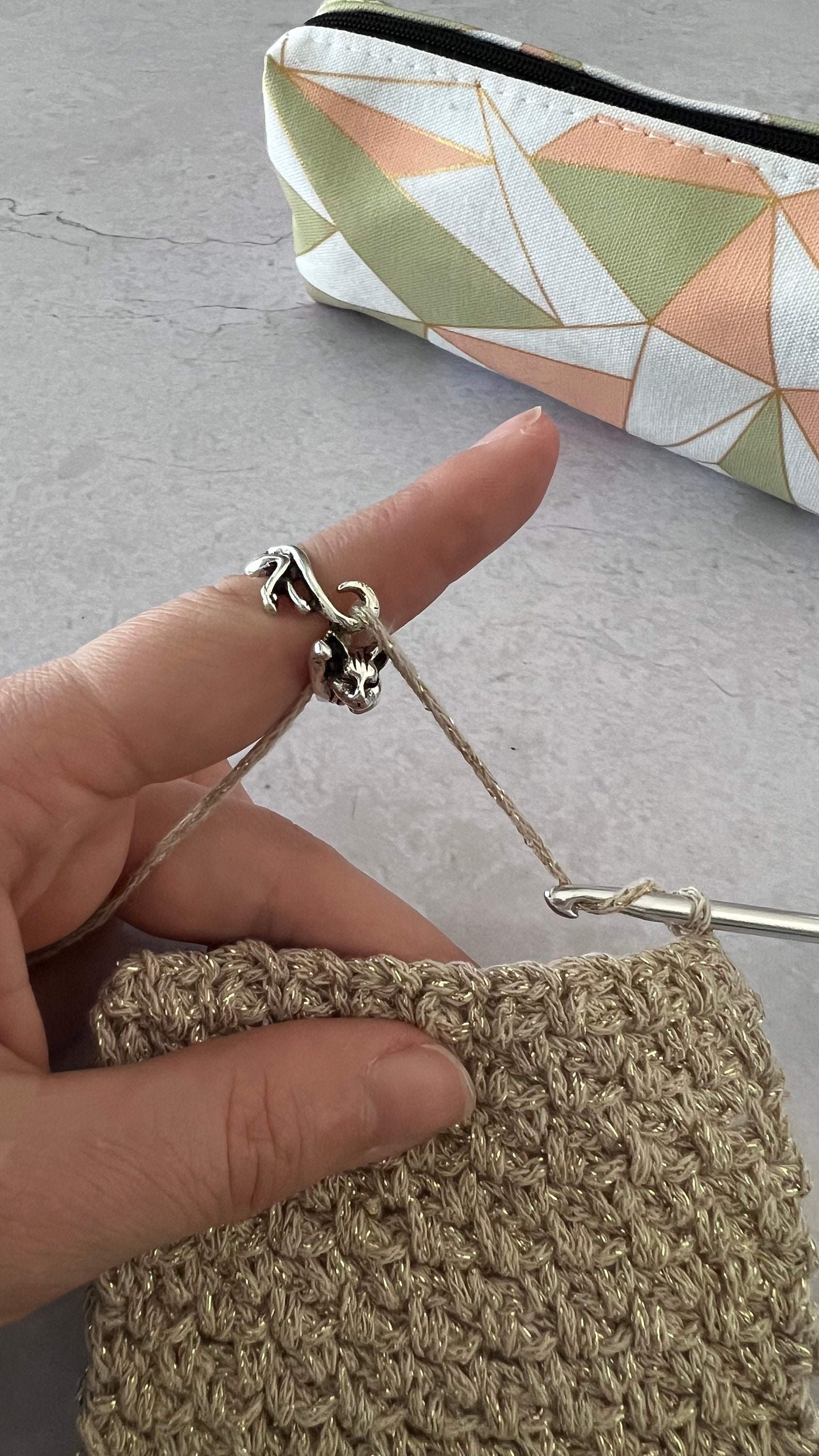 Adjustable Crochet Tension Cat Ring, Beginner Knitting Crochet