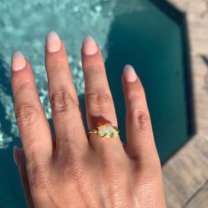 Ethiopian Opal stone sterling silver 925 adjustable ring Ethiopian Opal stone yellow opal stone gold plated 24k