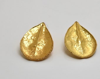 24k real gold plated leave leaf  stud post minimalist earrings Mother’s Day gift for her mum