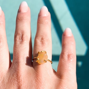 Opal stone sterling silver 925 adjustable ring natural Opal stone yellow opal stone gold plated 24k