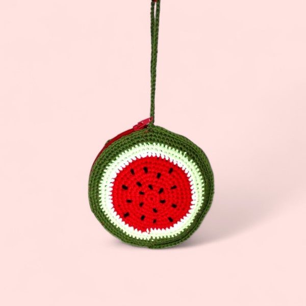 watermelon fruit handmade coin purse pouch cotton knitted crochet gifts accessories for her mother best friend
