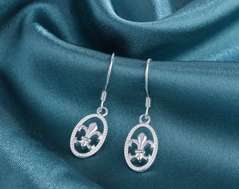 Fleur de lis earrings; minimalist earrings; sterling silver earrings; gothic earrings; Saint earrings; fleur de lis jewelry