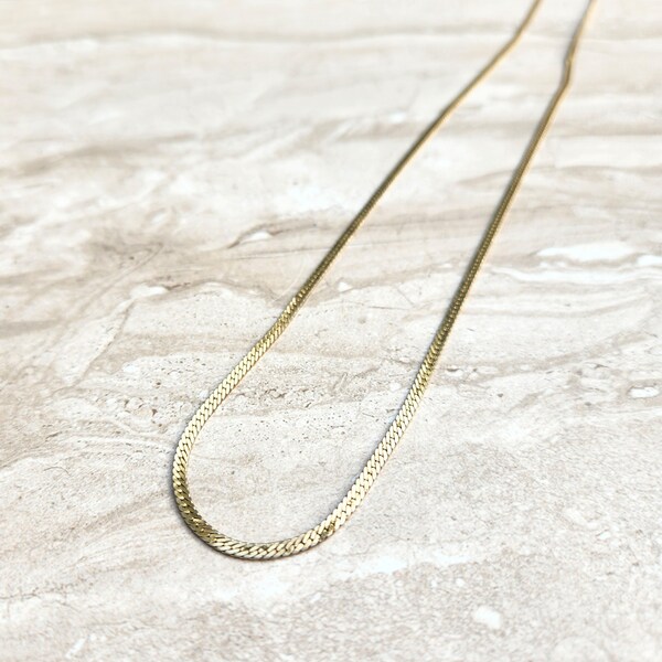 Vintage Citation Chain Necklace, Herringbone Chain Necklace, Gold Tone Necklace, Vintage Necklace, Citation Jewelry, Long Chain Necklace