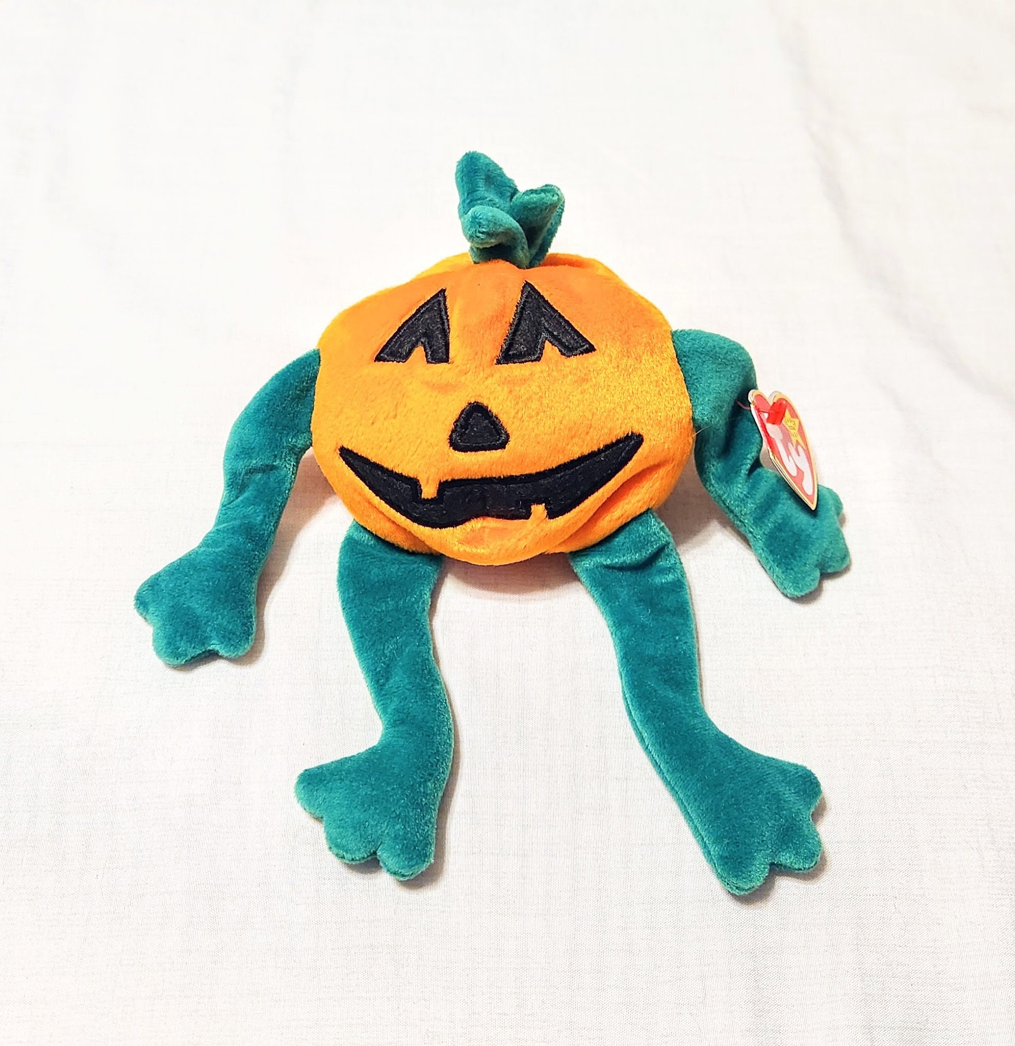 Ty Beanie Baby Pumkin 1998 with Original Tag Vintage Stuffed Pumpkin Toy Halloween