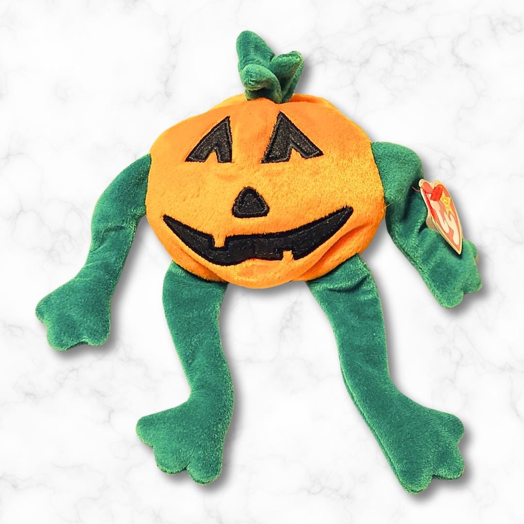 Ty Beanie Baby Pumkin 1998 With Original Tag Vintage Stuffed Pumpkin Toy  Halloween