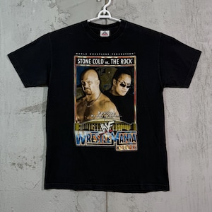 Vintage Wwf 2001 Stone Cold Steve Austin The Rock Wrestlemania XVII 17 Black T-Shirt