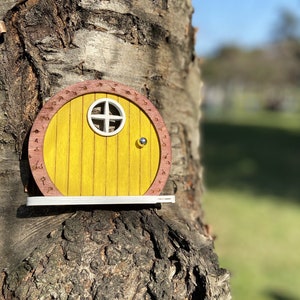 Fairy door, Miniature door to the elf world, Door to fantasy world, Magic fairy door, yellow mini door