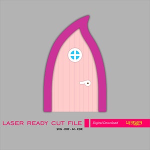 Laser Cut SVG File Fairy Door  -  Vector Laser File, Fairy Door Scene - Laser Cutting, Digital Download, Glowforge, SVG, dxf, ai, cdr