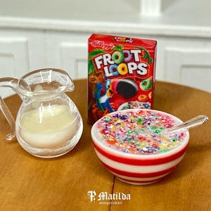 Dollhouse breakfast cereal, dollshouse cereal bowl, dollhouse miniatures, dollhouse food, 1/12 scale dollhouse food , artisan minis