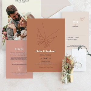 Terracotta Wedding Invitation Suite, Burnt Orange Wedding Invitation, Modern Boho, Earthy Wedding Invitation, With Rsvp, Template Download image 1