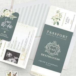 Passport Wedding Invitation Floral, Destination Wedding Invitation ...