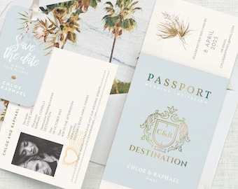 Passport Hochzeitseinladung Boho, Tropische Hochzeitseinladung, Hochzeit am Zielort, Bordkarte, Boho Hochzeit, Vorlagen Download