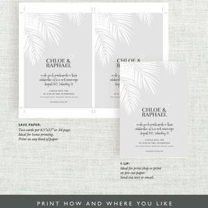 Tropical Wedding Invitation Template, Palm Tree Wedding Invitation, Beach Wedding Invitation, Modern Tropical, Hawaii, Template Download image 8