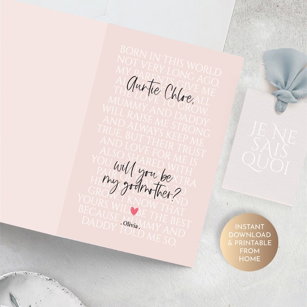 Godmother Proposal Card, Will You be My Godmother Card, Godparents Proposal, Keepsake Note Card, Proposal Box, Proposal Gift, Godmother Poem