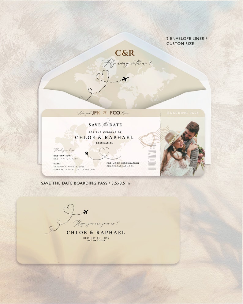 Boarding Pass Save The Date, Destination Wedding Invitation, Passport Wedding Invitation, Printable, Travel Theme, Beach, Template Download image 5