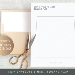 Envelope Liner 5x7 Square Flap, Envelope Liner Template, Envelope liner SVG, Envelope Liner Printable, Custom, Liner A7, Svg, Png, Pdf, Dxf