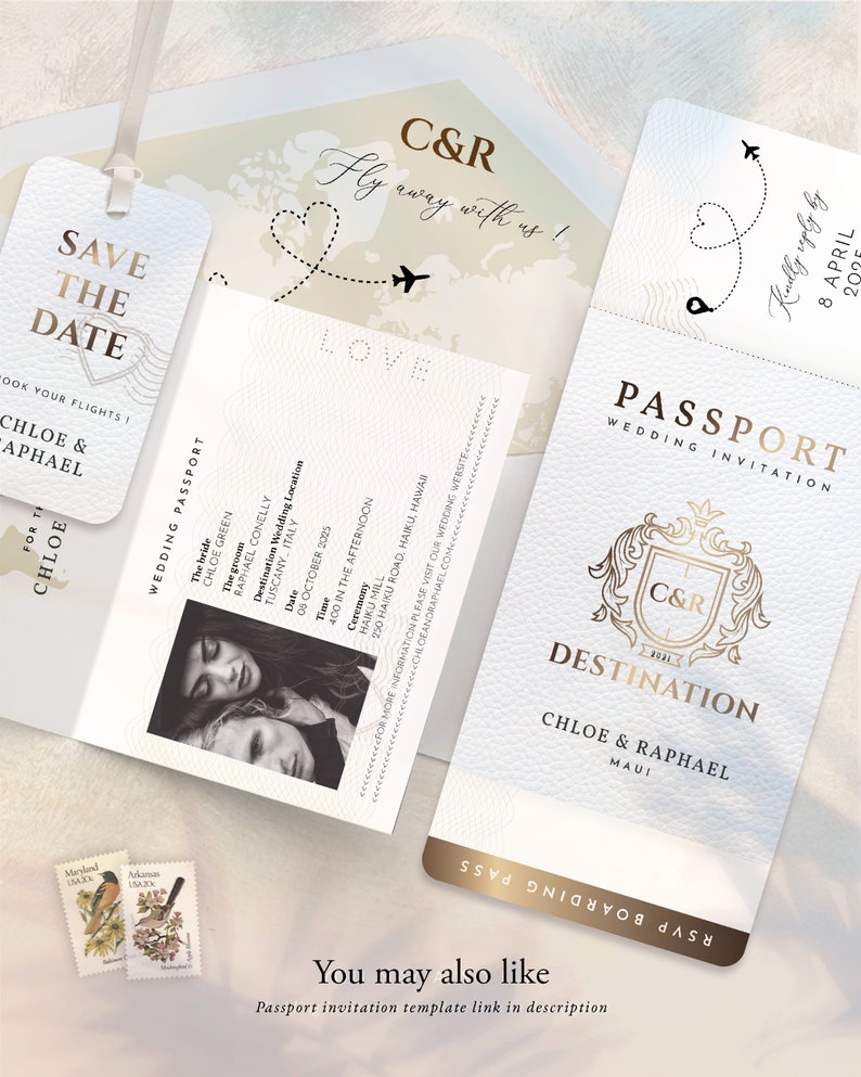 Boarding Pass Save The Date, Destination Wedding Invitation, Passport Wedding Invitation, Printable, Travel Theme, Beach, Template Download image 8