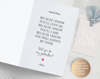 Godmother Proposal Card, Will You be My Godmother Card, Godparent Proposal, Keepsake Note Card, Proposal Box, Proposal Gift, Godmother Poem