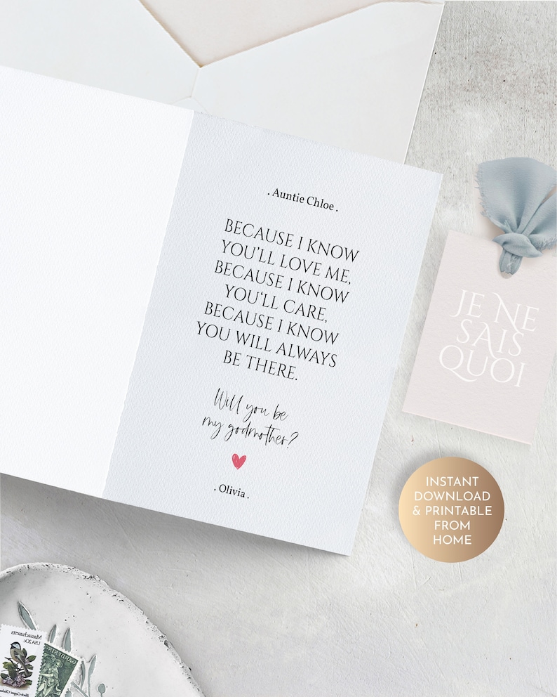 Godmother Proposal Card, Will You Be My Godmother Card, Godparent ...