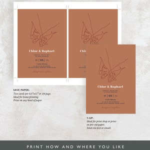 Terracotta Wedding Invitation Suite, Burnt Orange Wedding Invitation, Modern Boho, Earthy Wedding Invitation, With Rsvp, Template Download image 8