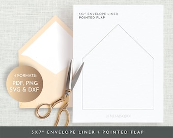 Envelope Liner 5x7 Pointed Flap, Envelope Liner Template, Envelope liner SVG, Envelope Liner Printable, Custom, Liner A7, Svg, Png, Pdf, Dxf