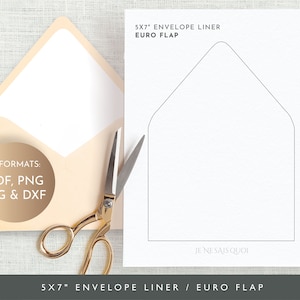 Envelope Liner 5x7 Euro Flap, Envelope Liner Template, Envelope liner SVG, Envelope Liner Printable, Custom, Liner A7, Svg, Png, Pdf, Dxf image 1