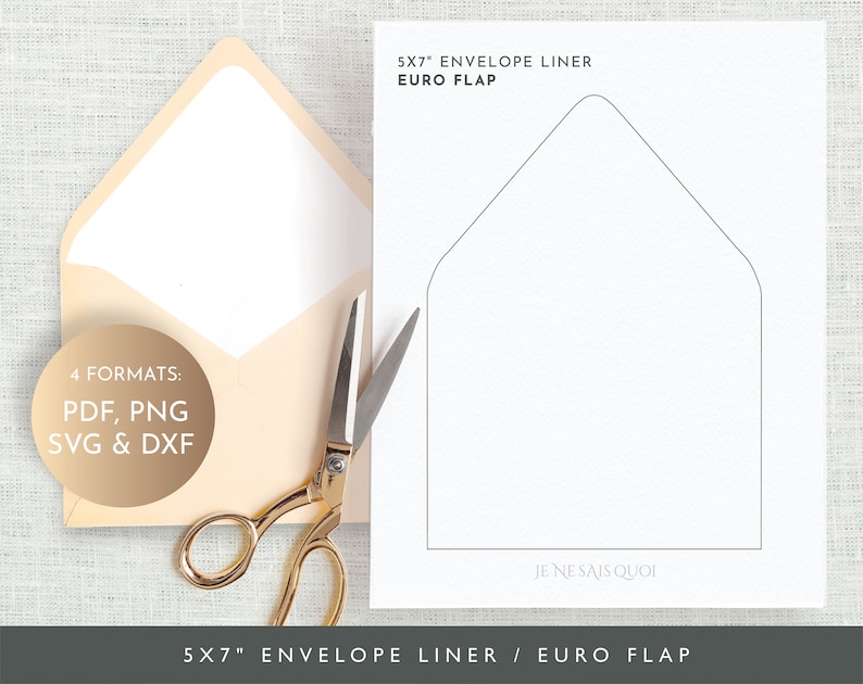 Envelope Liner 5x7 Euro Flap, Envelope Liner Template, Envelope liner SVG, Envelope Liner Printable, Custom, Liner A7, Svg, Png, Pdf, Dxf image 1