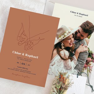 Terracotta Wedding Invitation Suite, Burnt Orange Wedding Invitation, Modern Boho, Earthy Wedding Invitation, With Rsvp, Template Download image 2