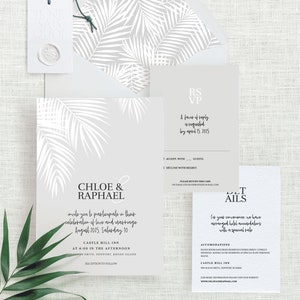 Tropical Wedding Invitation Template, Palm Tree Wedding Invitation, Beach Wedding Invitation, Modern Tropical, Hawaii, Template Download image 2