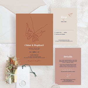 Terracotta Wedding Invitation Suite, Burnt Orange Wedding Invitation, Modern Boho, Earthy Wedding Invitation, With Rsvp, Template Download image 6