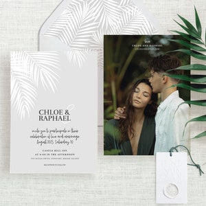 Tropical Wedding Invitation Template, Palm Tree Wedding Invitation, Beach Wedding Invitation, Modern Tropical, Hawaii, Template Download image 3