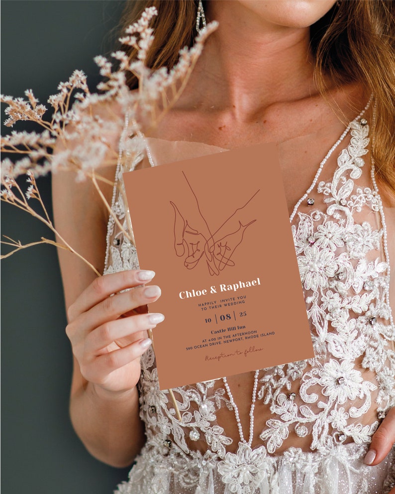 Terracotta Wedding Invitation Suite, Burnt Orange Wedding Invitation, Modern Boho, Earthy Wedding Invitation, With Rsvp, Template Download image 5